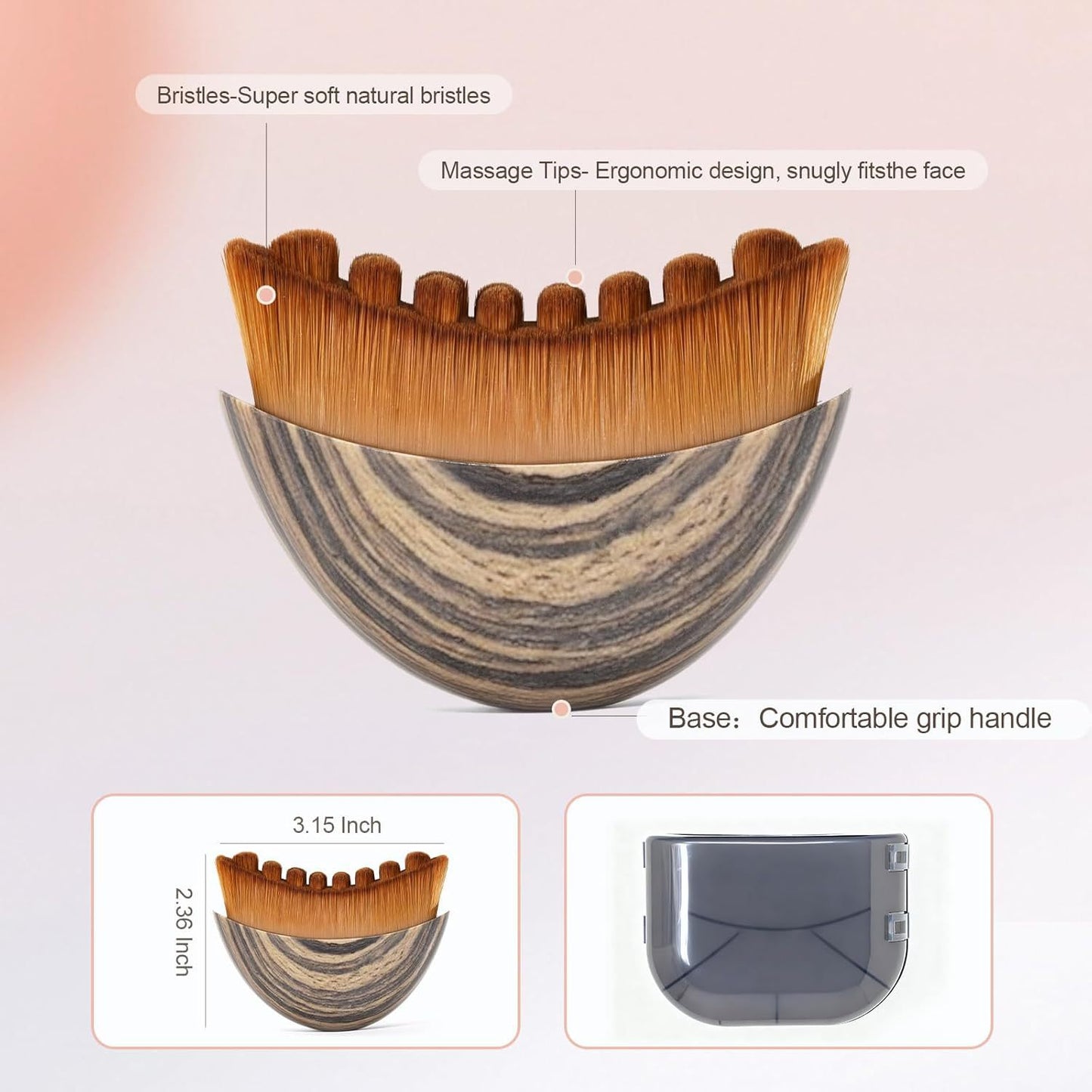 Eprolo Veloura Lymphatic Contour Facial Brush with soft bristles for gentle facial massage and skin contouring.